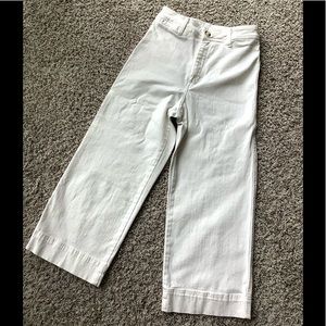 High Rise White Denim Wide Leg Culottes